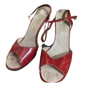 Vintage Miramonte Women's Red Ankle Strap Heels